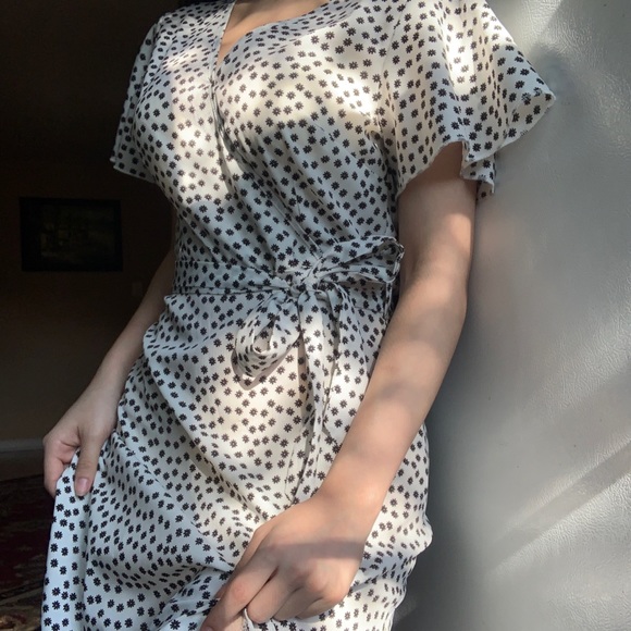 60s vintage polka dot wrap dress black and white - Picture 1 of 4